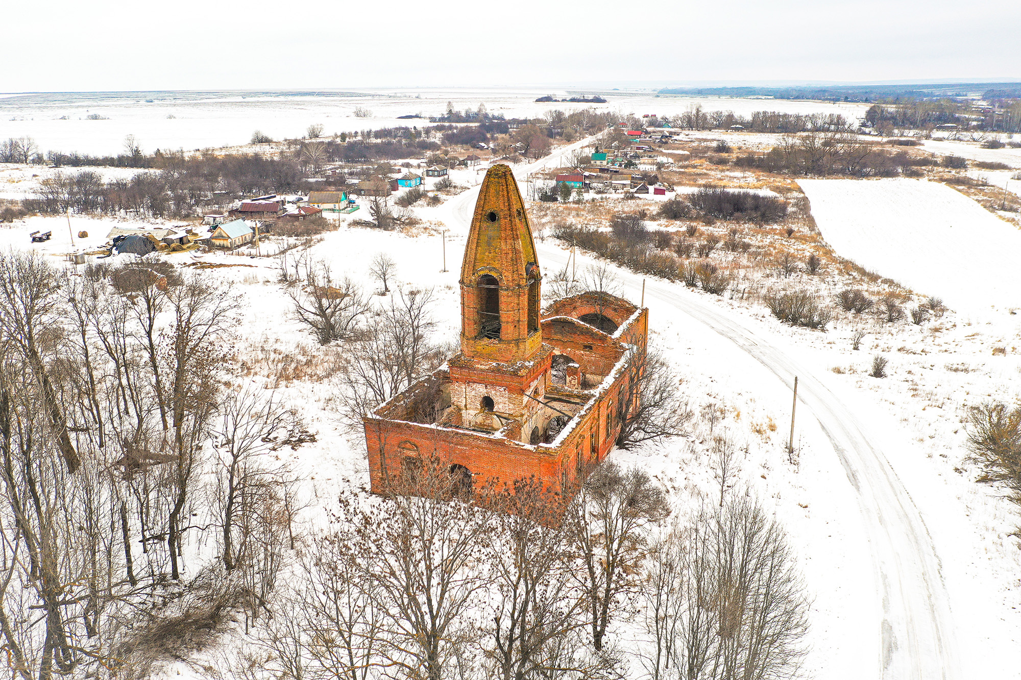 Церковь Казанской иконы Божией Матери с высоты